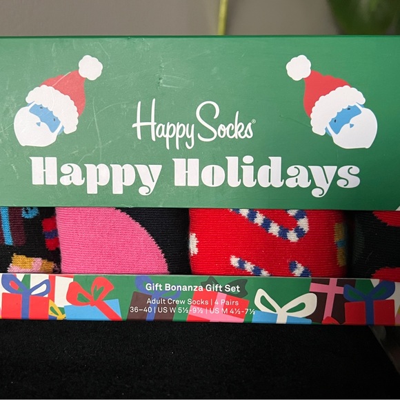 HAPPY SOCKS 4 Pack HAPPY HOLIDAYS Cotton Blend Crew Sock Gift Set UNISEX NEW - Picture 4 of 10